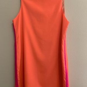 Navel Coral Dress with Pink Stripe Down Sides